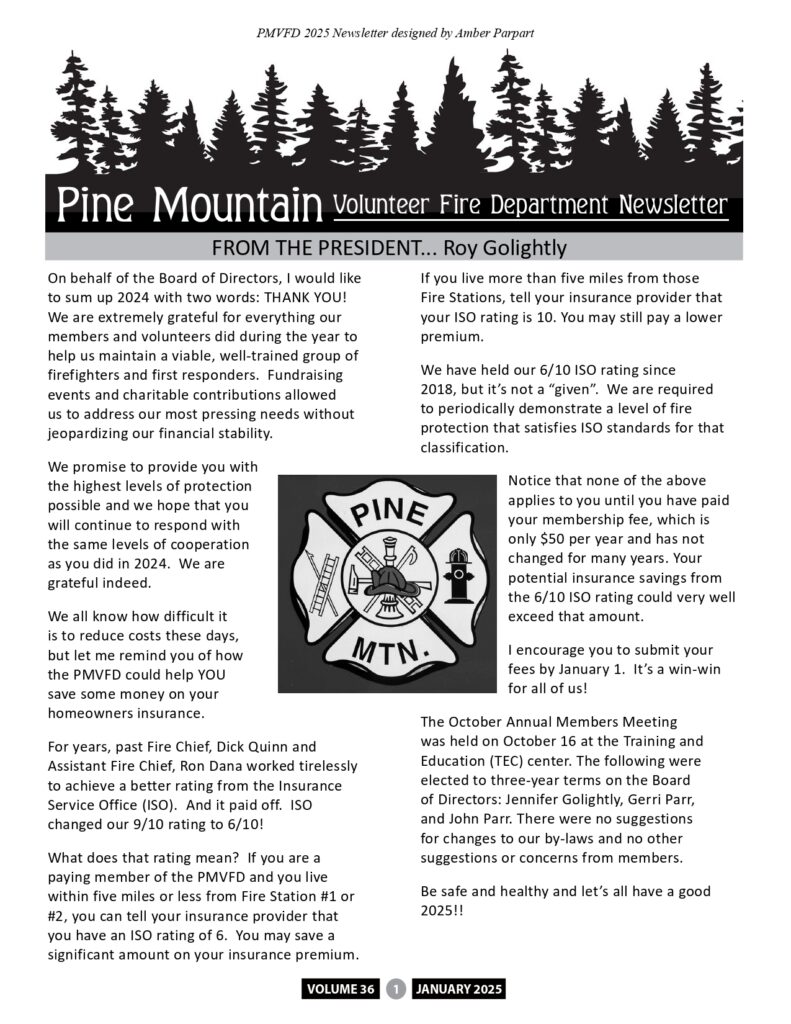 Pine Mountain Newsletter 2025 page 1